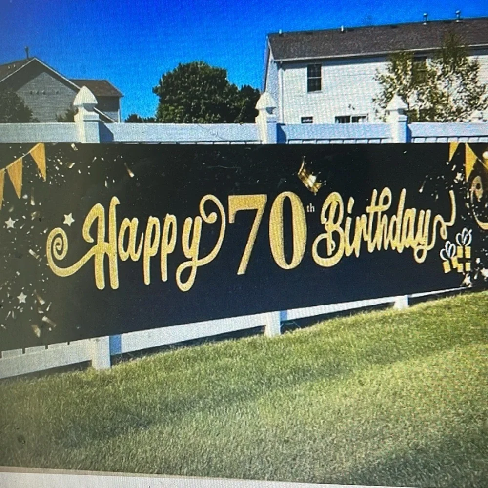 Black & Golden 70Th Birthday Banner 78